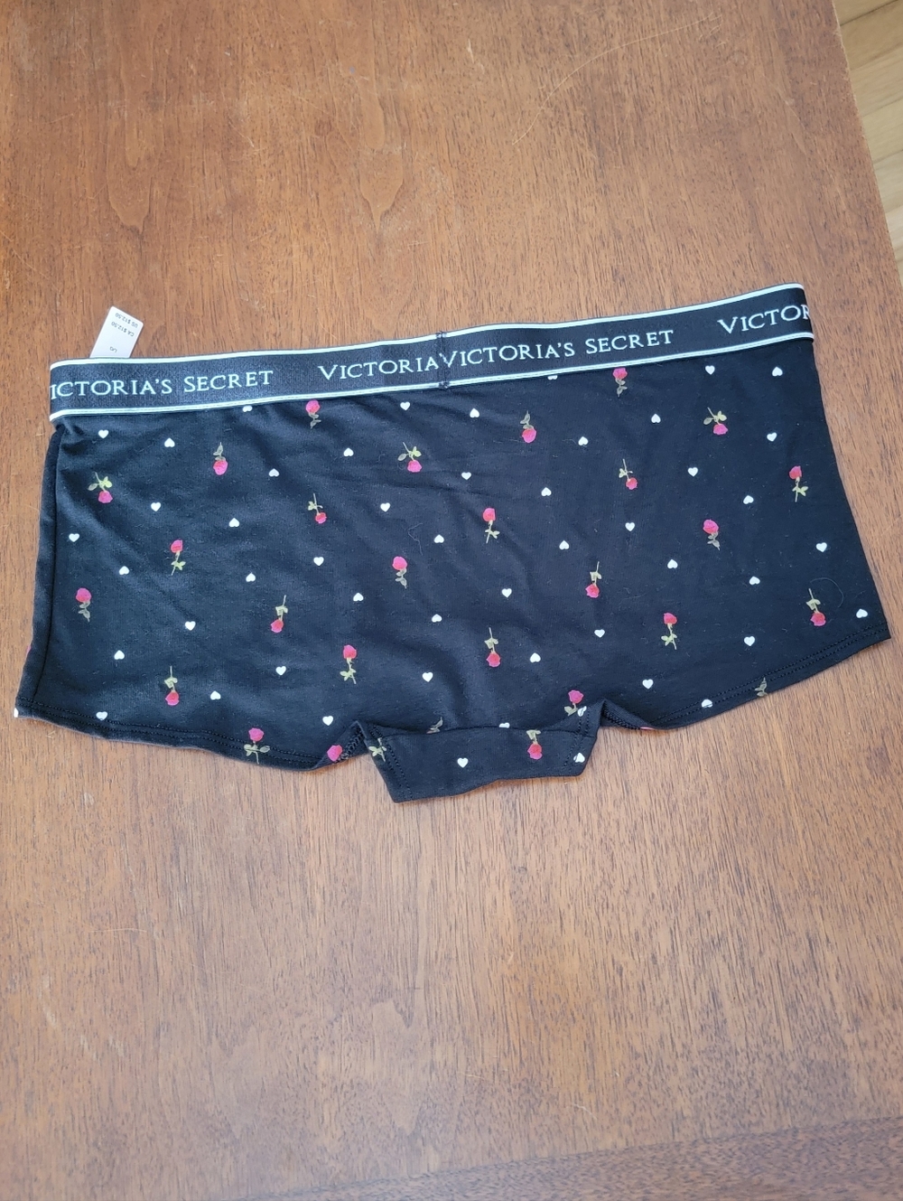 Victoria's Secret rose & heart boyshort, size L
